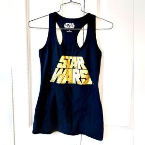 NWOT Star Wars Tank Top Black Racerback Gold Letters size XS‎